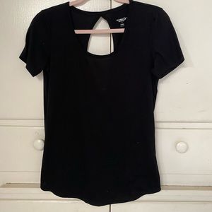 Black Open-Back Workout Shirt